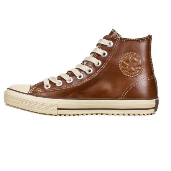 cognac leather sneakers